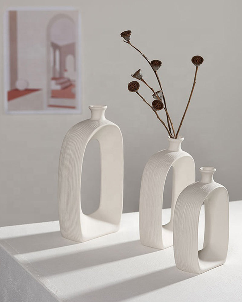 White Ceramic Dry Flowers Vase