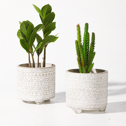 Creative Relief Cement Flowerpot