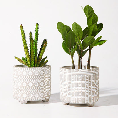 Creative Relief Cement Flowerpot