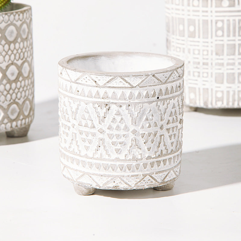 Creative Relief Cement Flowerpot
