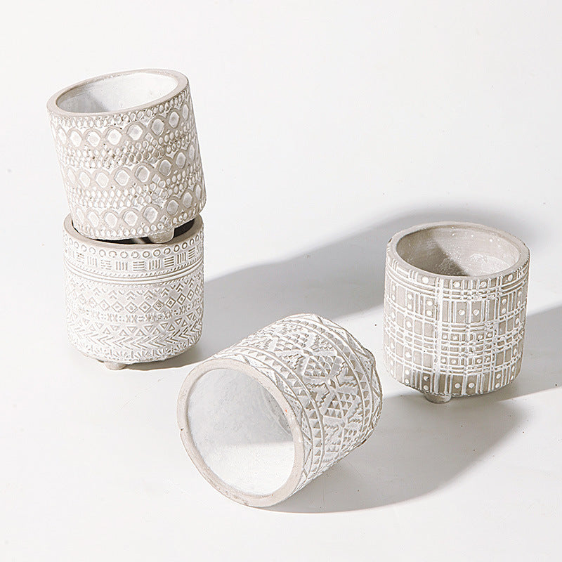 Creative Relief Cement Flowerpot