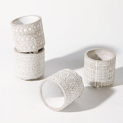 Creative Relief Cement Flowerpot