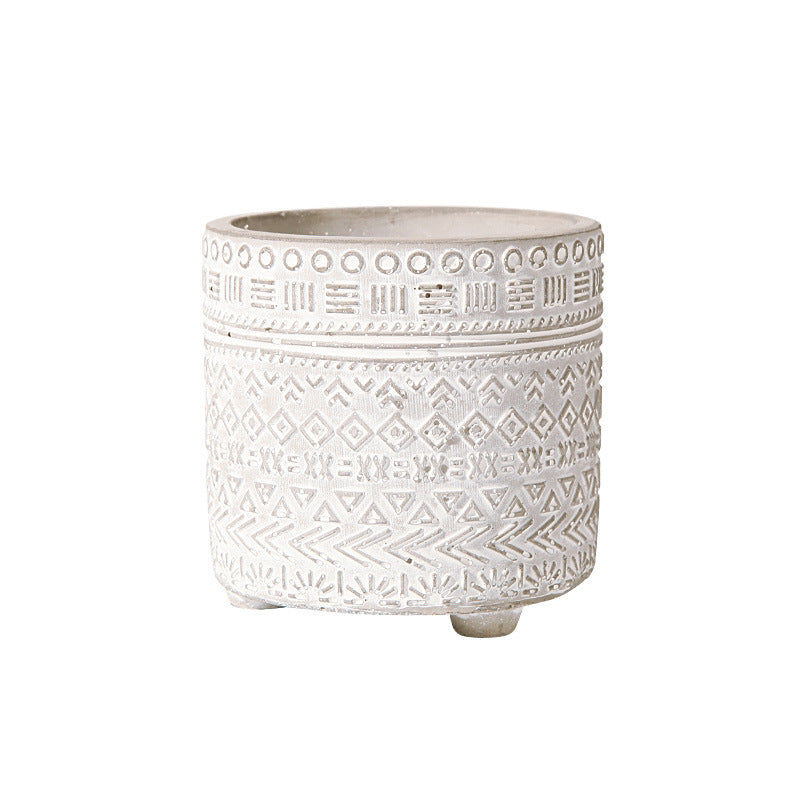 Creative Relief Cement Flowerpot