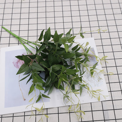Simulated Green Leaves with 5 Forked Bundles of Willow Leaves