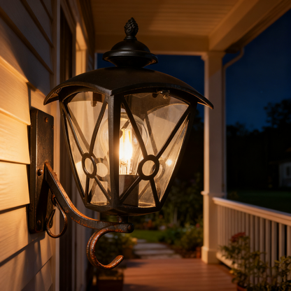 Custom Black Outdoor Wall Light, Iron/Stainless Steel Construction