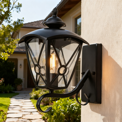 Custom Black Outdoor Wall Light, Iron/Stainless Steel Construction