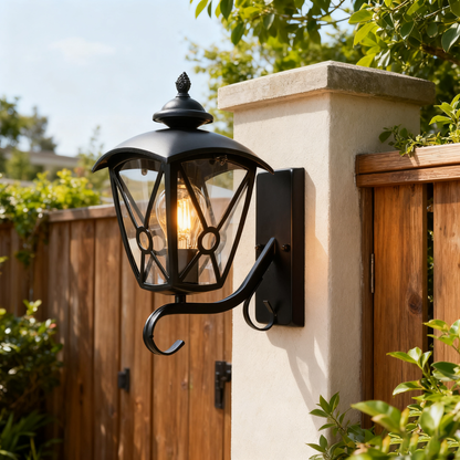 Custom Black Outdoor Wall Light, Iron/Stainless Steel Construction