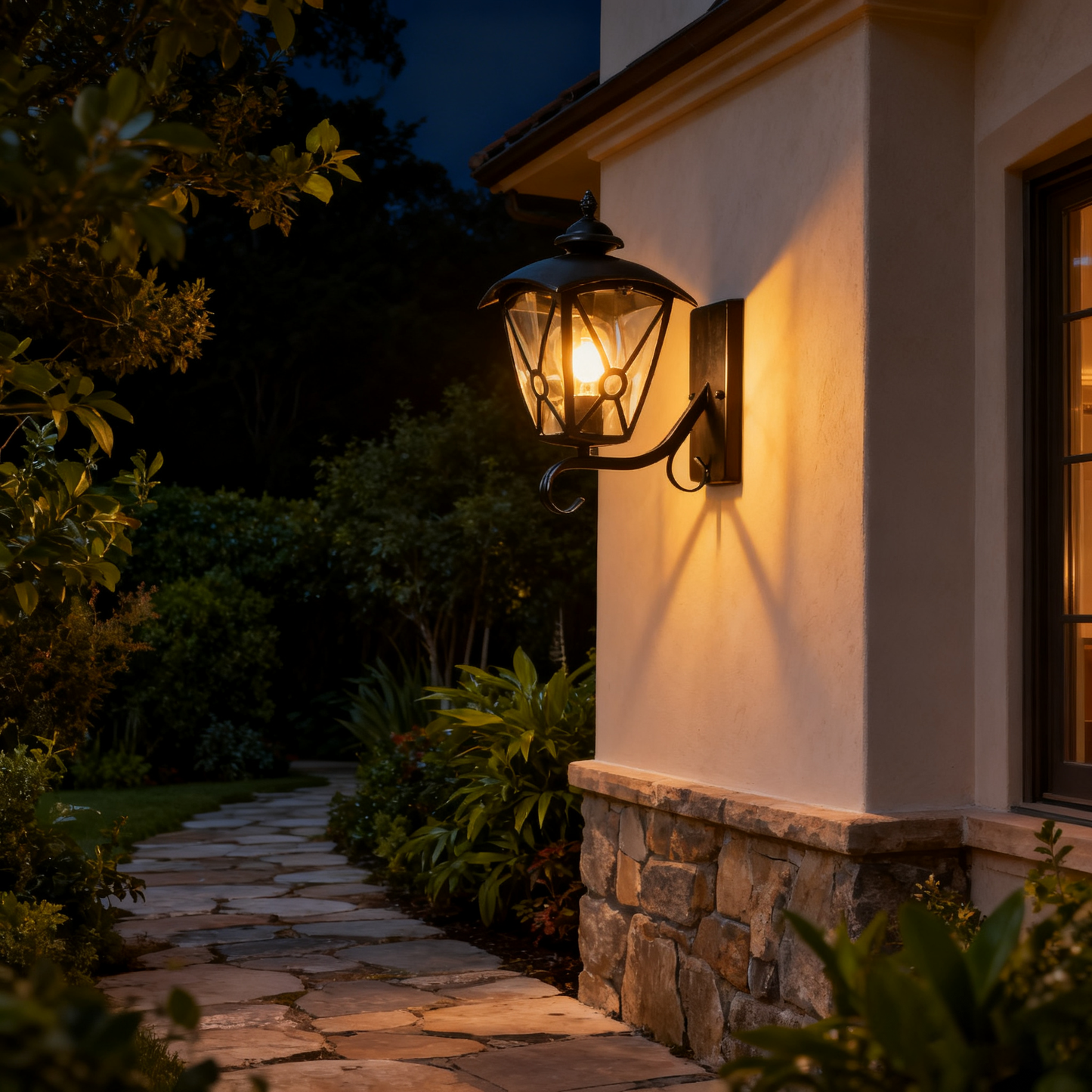 Custom Black Outdoor Wall Light, Iron/Stainless Steel Construction