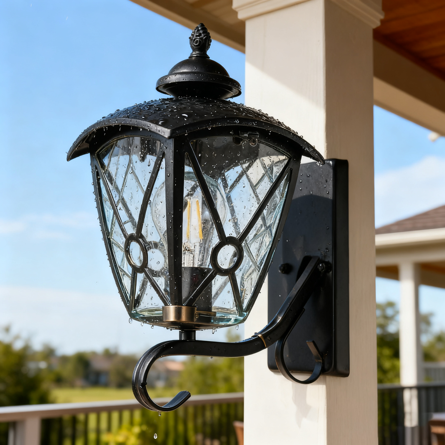 Custom Black Outdoor Wall Light, Iron/Stainless Steel Construction